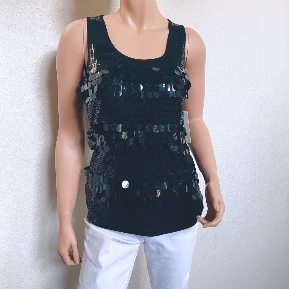 Casual Couture by Green Envelope Sequined Tank Top